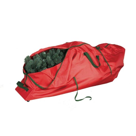 Penguin 9' Artificial Christmas Tree Red Rolling Storage Soft Duffle Bag Wheels - Picture 1 of 6